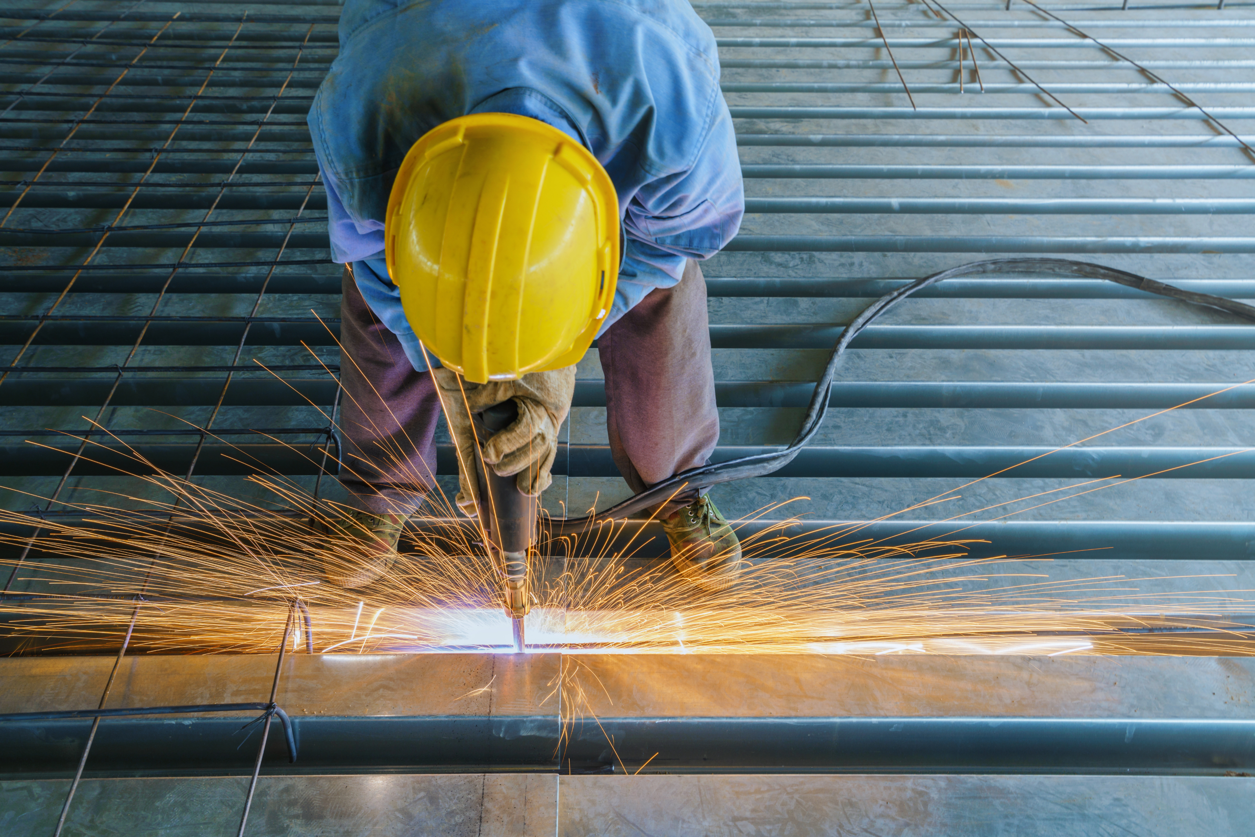 Welder,Are,Welds,Re Bar,Shear,Keys,Metal,Deck,Slab,Of